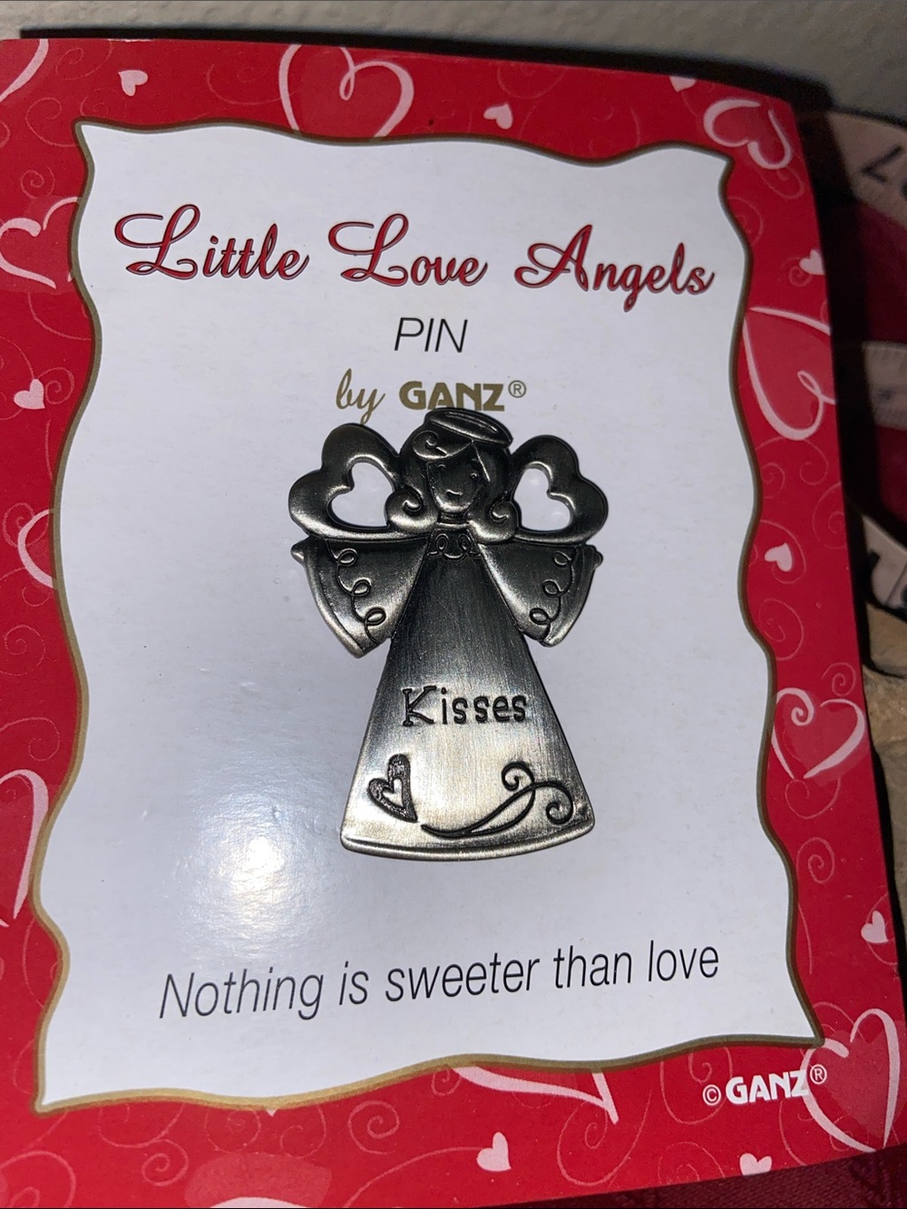 Vintage 90s GANZ Pewter Little Love Angels Kisses Angel Pin